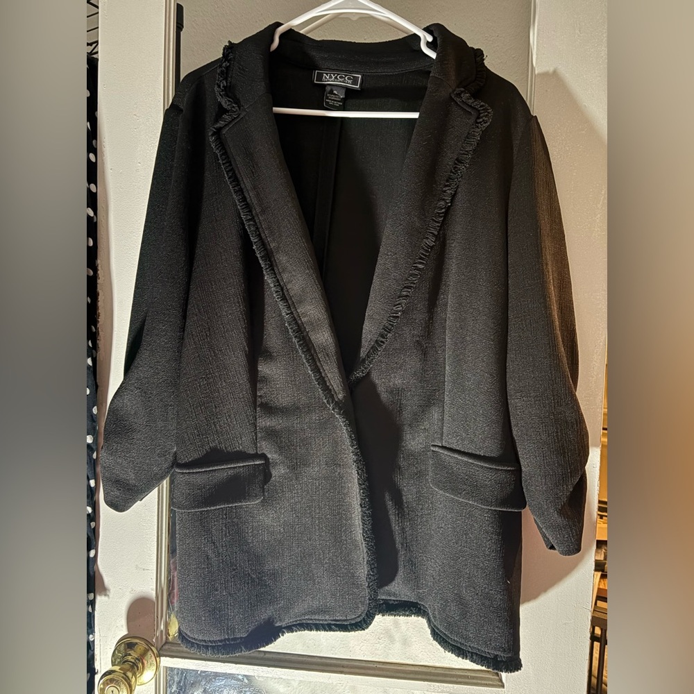 NYCC Black Women's Blazer with Frayed Edges